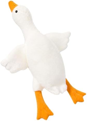 50cm White Goose Plush Dog Toy, Durable Non-Squeaky Chew Toy for Aggressive Chewers, Interactive Fetch and Training Toy for Medium Large Dogs, Tough Pet Puppy Gift