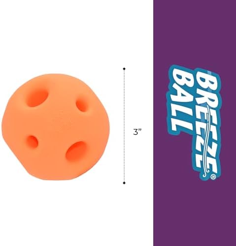 Multipet Breeze Balls for Dog - Bevel Tech Interactive Dog Toy w/Holes for Breathing - Flotable Ball for Dogs - Pet Toy for Chewing & Playing (1 Count, 3”, Random Color Surprise)