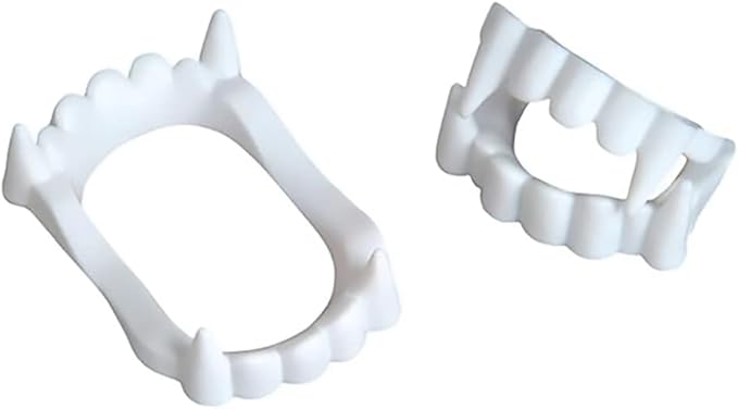 The Dreidel Company 12-Pack Halloween White Teeth Fangs Teeth, Costume, Funny Halloween Dress-Up, Pretend Play Decoration 12-Pack