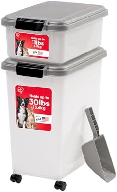 IRIS USA Dog Food Storage Container, Up to 30+11 lbs, Gray/Dark Gray