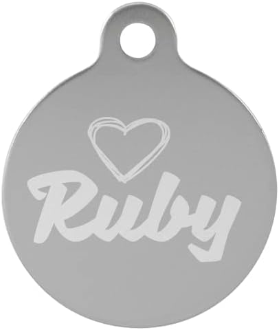 Signature Custom Laser Engraved Anodized Aluminum Pet ID Tags (Silver, Round 1 1/4")