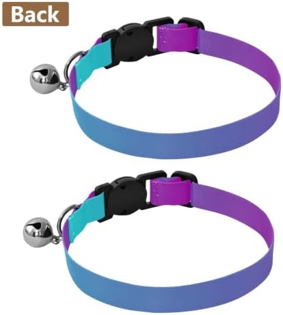 Turquoise Blue Purple Gradient Easy to Wear Dog Collar 2 Pack Collar for Cats