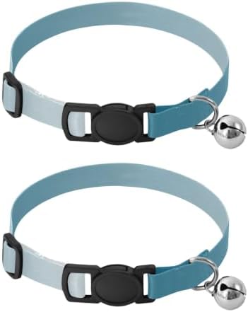 Blue Gradient Lightweight Pet Collar for Cats and Dogs, 2 Pack Dog Collar with Bell