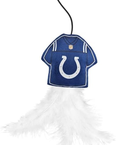 Pets First NFL Indianapolis Colts Team Jersey Wand with CAT NIP, Cat Toy Jersey Shaped Plush Teaser Toy for Cats & Kittens - Interactive Pet Toy for Play & Exercise