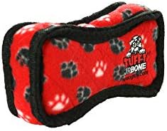 TUFFY - World's Tuffest Soft Dog Toy - Junior Bone -Squeakers -Multiple Layers. Made Durable, Strong & Tough.Interactive Play(Tug, Toss & Fetch). Machine Washable & Floats (Red Paw, Bone2 2 Pack)