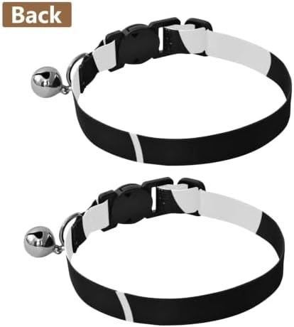 2 Pack Pet Collar Black White Polka Dots Cat Bell Collar, Adjustable Length 10.6" to 17.1"