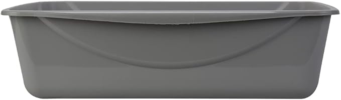 Petmate Open Cat Litter Box; Large Nonstick Litter Pan Durable Standard Box, Grey Great for Small & Large Cats Easy to Clean; Made in USA | Easy to clean standard tray for small and big felines, smooth surface releases clumps, simple everyday scooping ...