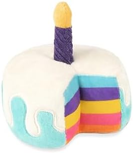 P.L.A.Y. Cute Plush Dog Toys - Birthday Party Celebration Themed Durable Squeaker Chew Toy, for Puppies & Small, Medium, Large Dogs - Machine Washable, Recycled Material (Bone-appetite Cake, X-Small)