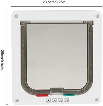 23.5x25.2x5.5cm 4way Lockable pet Door Indoor and Outdoor Universal cat and Dog Flap with Closing Panel and Accessories DIY Easy Installation for Small Cats and Dogs