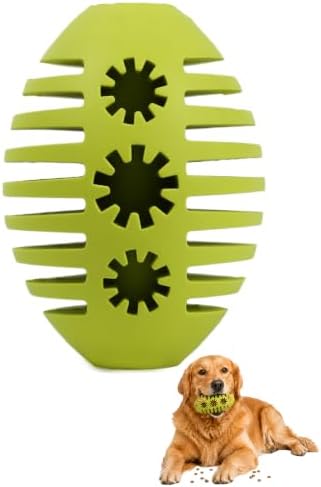 Natural Rubber Rugby Dog Chew Toy Ball, Treat Dispensing Enrichment Toy