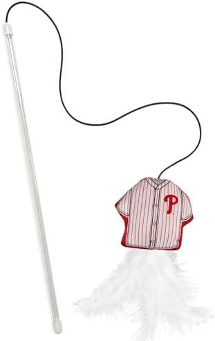 Pets First MLB Philadelphia Phillies Team Jersey Wand with CAT NIP, Cat Toy Jersey Shaped Plush Teaser Toy for Cats & Kittens - Interactive Pet Toy for Play & Exercise