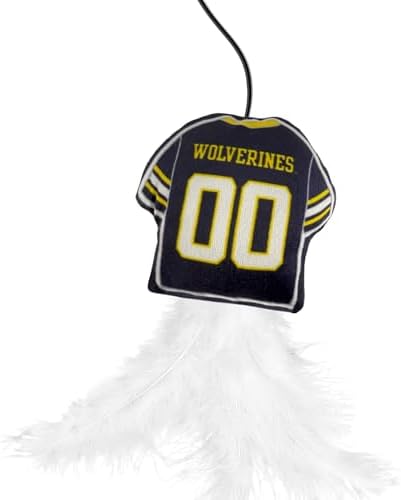 Pets First NCAA Michigan Wolverines Team Jersey Wand with CAT NIP, Cat Toy Jersey Shaped Plush Teaser Toy for Cats & Kittens - Interactive Pet Toy for Play & Exercise