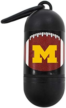Pets First NCAA MICHIGAN WOLVERINES PET LICENSED Poop Waste Bag Dispenser and D Ring for Leash with 600 Premium Garbage Bags