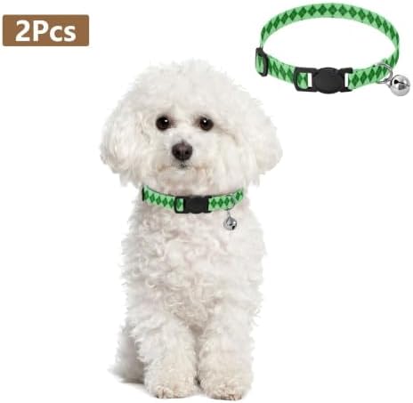 Prep Plaid Green Adjustable Buckle Kitten Collars 2 Pack Collar for Cats