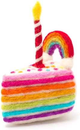 Glaciart One Wool Cat Birthday Cake Toy – Handmade Plush Catnip Design, Interactive Play for Indoor Cats, for Kittens & Cat Lovers