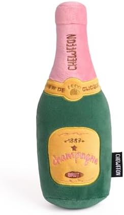 CHEWFFON Enrichment Dog Toy, Interactive Squeaky Small Champagne Bottle