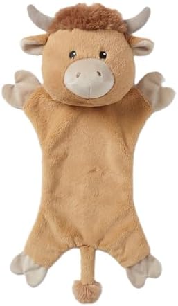 Fuzzl Harry Highland Cow Crinkle & Squeak Dog Toy – Low Mess Minimal Stuffing Plush Puppy Toy – Interactive Soft Squeaky Dog Toy for Small to Medium Dogs
