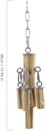 AOTU Medium Large Parrot Chew Toy, 304 Stainless Steel Natural Hardwood Bird Toys, Safe Durable Hanging Interactive Enrichment Toy for Macaw, Cockatoo, African Grey, Amazon Parrots