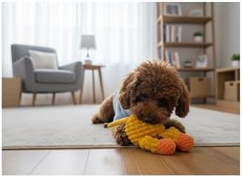 Dog Squeaky Plush Toy with Rope - Durable Stuffed Dog Toy with Built-in Squeaker, Interactive Chew Toy for Small, Medium & Large Dogs (Orange Giraffe, Not for Aggressive Chewers)