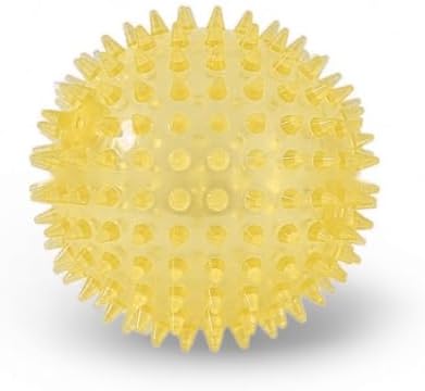 Squeaky Spiky Dog Ball for Teeth Cleaning & Gum Massage 2 Inch Puppy Small Dogs Yellow | Spiny TPR Rubber Chew Toy for Fetch Play Interactive Bouncy Dental Ball Durable BPA Free Nontoxic Floats