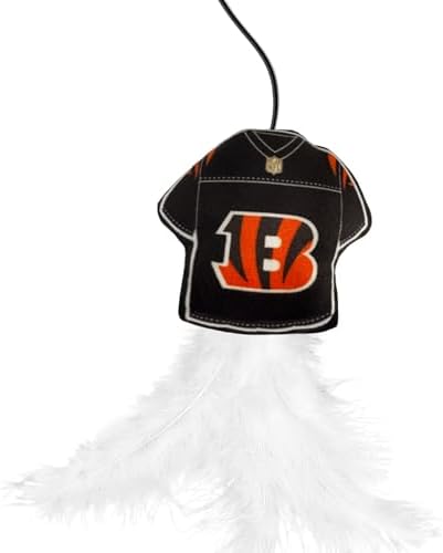 Pets First NFL Cincinnati Bengals Team Jersey Wand with CAT NIP, Cat Toy Jersey Shaped Plush Teaser Toy for Cats & Kittens - Interactive Pet Toy for Play & Exercise