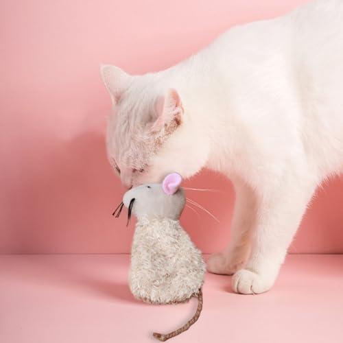Ipetboom 6pcs Refillable Catnip Toys for Cats - Plush Mouse Cat Chew Toys for Indoor Activities, Breathable Fabric for Added Catnip, Hunting Play and Boredom Relief - 3.54x2.55x0.39in