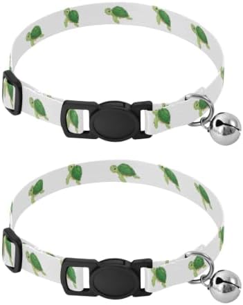 Cute Cartoon Sea Turtles Adjustable Pet Collar, 2 Pack Cat Bell Collar
