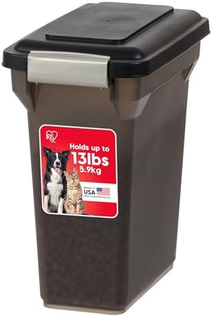 IRIS USA Dog Food Storage Container, Up to 13 lbs, Smoke, Made in USA