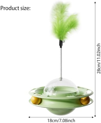 Cat Toys Interactive Track Balls,3 in 1 Cat Roller Toy for Indoor Cats,360° Rotating Food Leakage Device，Solve cat Anxiety and Attract Cats to Play (Green)