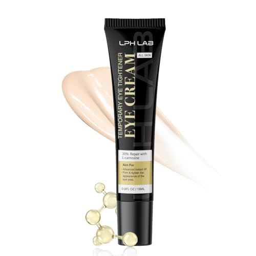 Instant Eye Tightener Cream, Temporary Eye Bag & Puffiness Appearance Reducer for Mature Skin 50+, Helps Smooth Fine Lines, No Flaking Residue, 15 mL