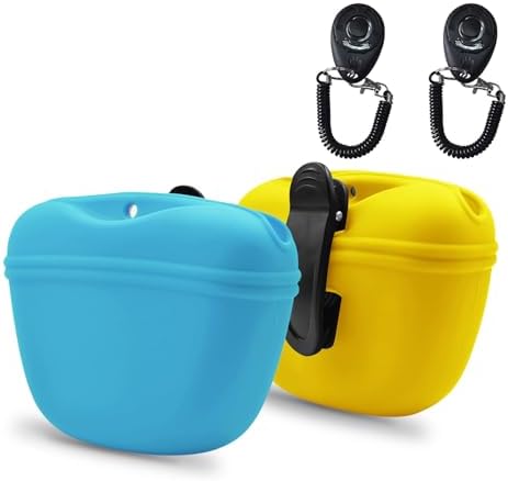 AUDWUD Silicone Dog Treat Pouch with Clicker Magnetic Closure Secure Clip