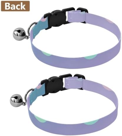 2 Pack Pet Collar Green Pink Gradient Polka Dot Collar with Bell for Dog Puppy, Adjustable 10.6 to 17.1 Inches