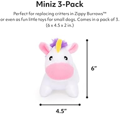ZippyPaws Burrow Replacement Miniz Squeaky Toy for Enrichment - Unicorns