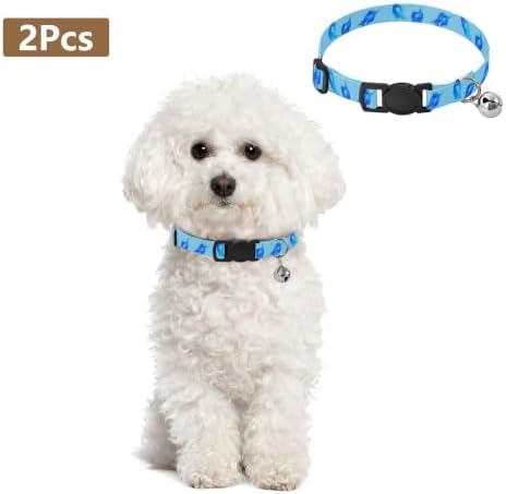 Blue Flame Flowing Small Dog Collar 2 Pack Collar for Kitten Adjustable 10.6 to 17.1 Inches