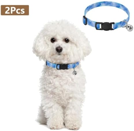 Blue Watercolor Gradients Breakaway Cat Collars with Bell 2 Pack Puppy Collar Adjustable Length 10.6" to 17.1"