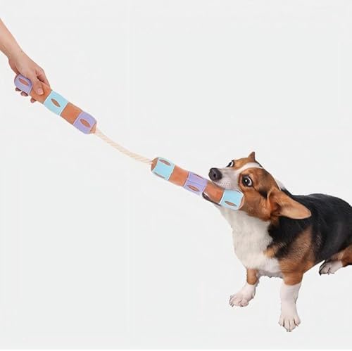 Playful Paws Nunchakus Dog Toy Dog Chew Toys Dog Enrichment Toys with Squeaky and Hidden Treats Interactive Dog Puzzles Toy Snuffle for Dogs (Orange)
