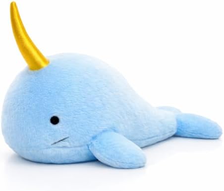 Narwhal Dog Toy w/ Squeaker | Whale Dog Toy | Squeaky Plush Narwhal | Whale Stuffed Squeaky Chew Dogs Toys | Realistic Animal Dogs Toys | Interactive Squeaky Whales | Small/Medium Breed | Blue | 8"