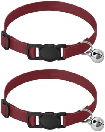 2 Pack Pet Collars Alizarin Crimson Black Gradient Cat Bell Collar, Adjustable Length 10.6" to 17.1"