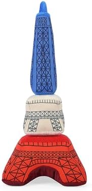 P.L.A.Y. Plush Dog Toys - Totally Touristy, Landmark Themed Durable Squeaker Chew Toy for Medium & Large Dogs - Machine Washable, Recycled Materials (Eiffel Tower, Medium)