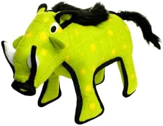 TUFFY - World's Tuffest Soft Dog Toy - Desert Warthog Green- NO Squeakers - Multiple Layers. Made Durable, Strong & Tough. Interactive Play (Tug, Toss & Fetch). Machine Washable & Floats