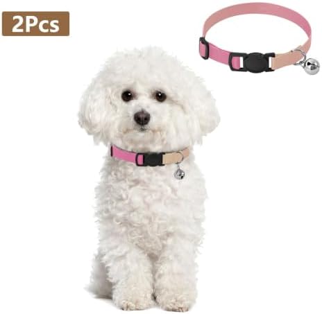 Pink Gradient Cat Collars with Bell 2 Pack Kitten Collars Adjustable 10.6 to 17.1 Inches
