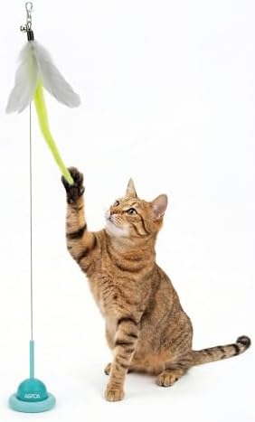 ASPCA Suction Cup Cat Toy Interactive Wand, Self Play Cat Toy for Indoor Cats, Attaches to Smooth Surfaces, Teaser Wand for Chasing, Batting & Enrichment, Blue