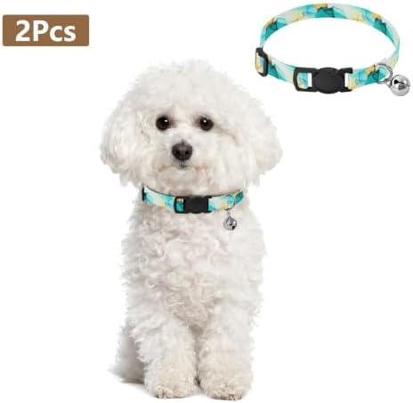 Watercolor Fluid Marble Metal Bell Included Cat Collars 2 Pack Lightweight Pet Collar for Cats and Dogs
