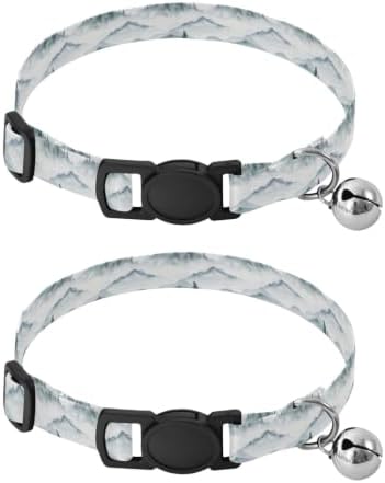 Pine Trees Mountain Cats Collar 2 Pack Lightweight Small Dog Collar Adjustable Length 10.6" to 17.1"