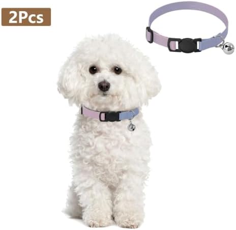 2 Pack Dog Collar Gradient Light Pink Dog Bell Collar, Adjustable Length 10.6" to 17.1"