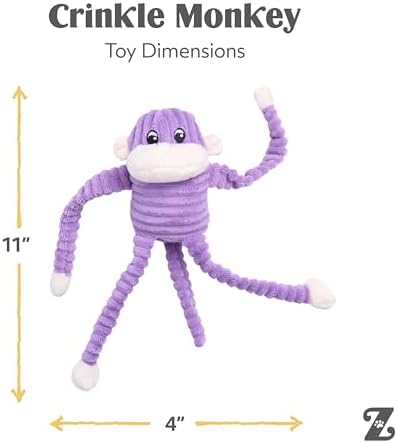 ZippyPaws Crinkle Monkey for Small and Medium Dogs - Small, Purple