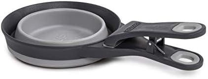 Dexas Popware for Pets Collapsible Klip Scoop, 3-in-1 Pet Food Scoop, Measuring Cup and Bag Clip, 2 Cup Capacity, Light Gray