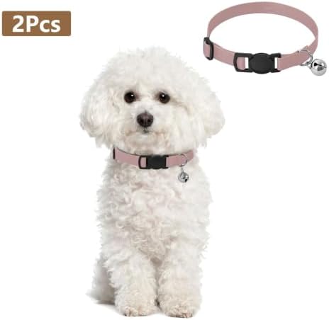2 Pack Pet Collars Yellow Amethyst Gradient Ombre Puppy Collar with Bell, Adjustable 10.6 to 17.1 Inches