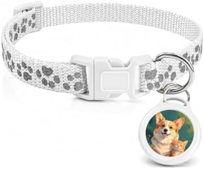 Pet GPS Tracker Collar for Cats,Mini GPS Dog Tracker,No Monthly Fee Location,Smart Pet Activity Tracker,Works with Apple iOS Find My,IP67 Waterproof Finder Tag Global Tracking-White