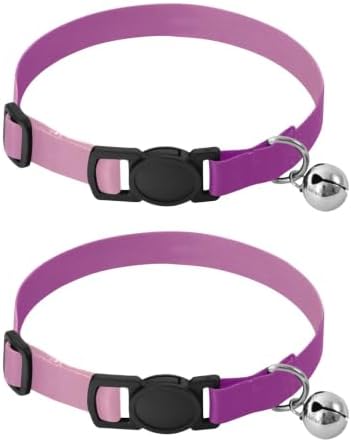 Purple Gradient Cat Collar Breakaway with Bell 2 Pack Small Dog Collar Adjustable 10.6 to 17.1 Inches